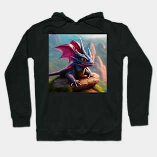 Blue and Purple Winged Baby Dragon Hoodie